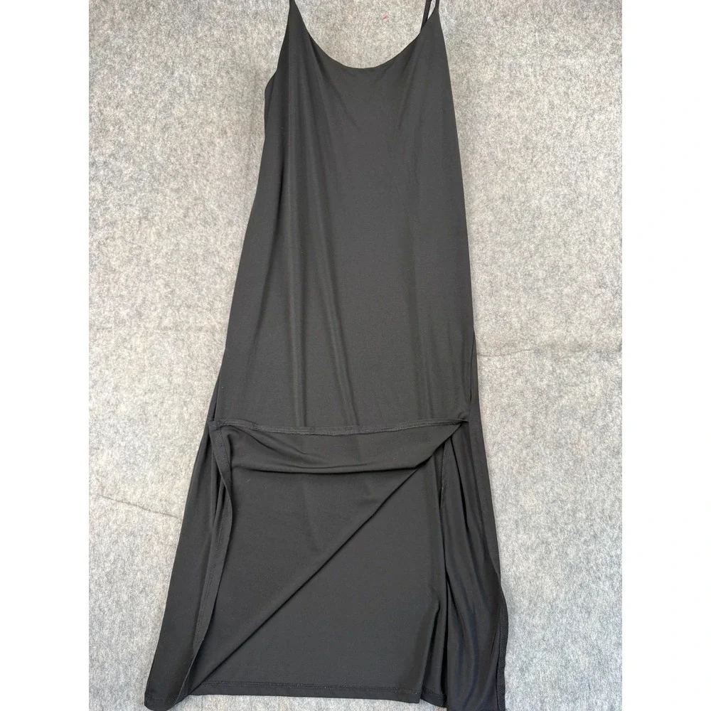 Fashion Nova Womens Black Spaghetti Strap Maxi Dress Side Slit Size Large - Picture 3 of 9